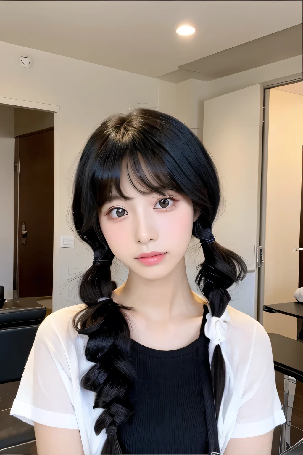Beauty Black Hair Twin tails