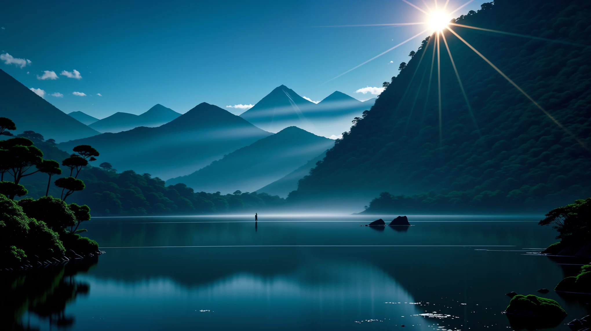 Snow Mountain、jungle、Sunlight、refraction、temple、Wood、jungle、abstract、Zen、Eternity、China、wonderful、Fantasy、Ancient、deep mountain、Overlooking