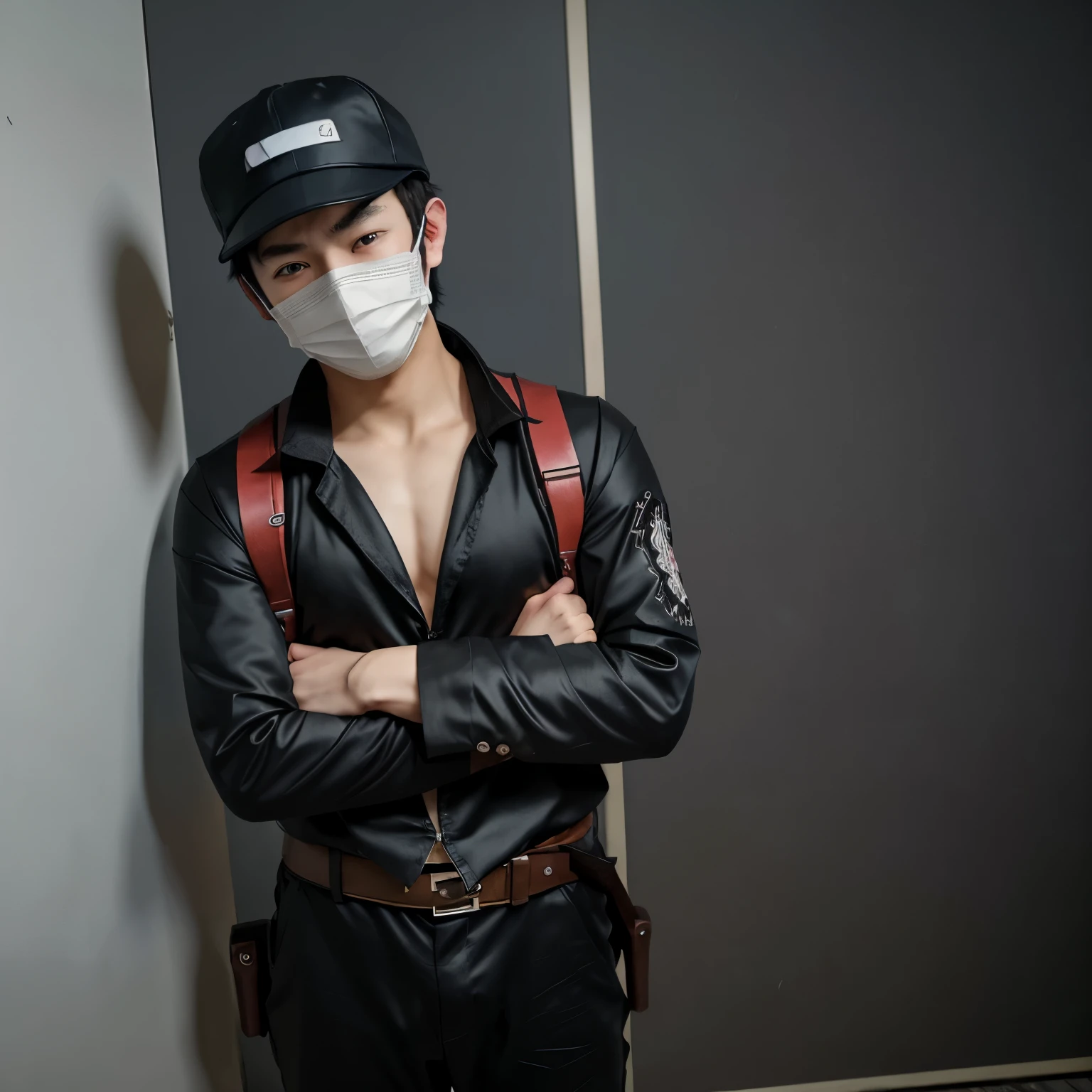 deliver, Universe, anime boy, cap, masked, asian boy, mask, shipper outfit, full body, assassin, cool boy, anime manga, anime drawings