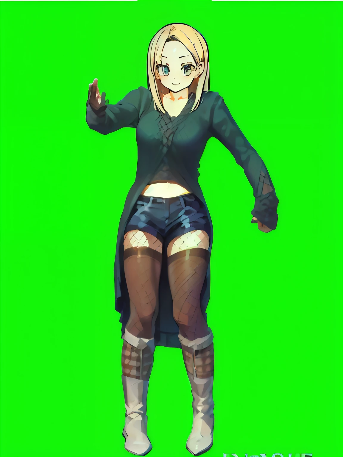 4k,best quality, (masterpiece), best quality, 1girl, (solo:1.1), lens 135mm f1.8, highly detailed, intricate, (sketch:0.8), (white background:1.1),Dragon Ball Style、White boots、Blonde、Forehead、Korean、Fishnet tights、cute