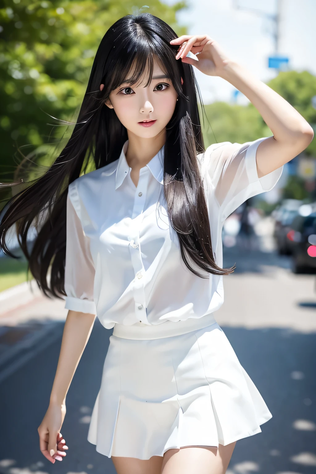 Skinny Japanese lady, 25 years old, masterpiece, Flat color, Depth of Field, lens flare, 1 girl,Very thin waist, Wearing a white blouse, White vest, Brown skirt, Delicate face, Delicate eyes,Sleek, thick long hair,Black and shiny,The shining luster flows in the thick, Jet black smooth hair,#1: Sleek and Neat Bangs,#1: Thick Sleek Bangs,The raging hair covers the whole body,Super smooth hair,Super smooth hair,Super smooth hair keeps throbbing。After using this shampoo,The girl has beautiful black hair,Black and shiny hair,Soft and smooth,The gloss is impressive。Fresh aroma,Deep nourishment,Moisturizing Hair Care,Stronger, healthier hair。Silicone-free formula,Silky smooth hair ends,Beautiful gloss。White school uniform female high school student endorsement。
"Rejoice Smooth Long Hair Shampoo:Show off your black and shiny hair,Makes hair soft and smooth,The gloss is impressive。Refreshing aroma,Deep nourishment,Moisturizing Hair Care,让Stronger, healthier hair。Silicone-free formula,Makes hair ends silky smooth,Presenting Beautiful gloss。Represented by a high school girl in a white school uniform。"Female idol high school student in white school uniform,Smooth, thick, long black hair,The glittering luster flows on the thick and smooth black hair,Bangs,The surging hair covers the body,The smooth black hair violently hits the camera! Super smooth hair,Ultra-smooth hair,Super smooth hair keeps throbbing。