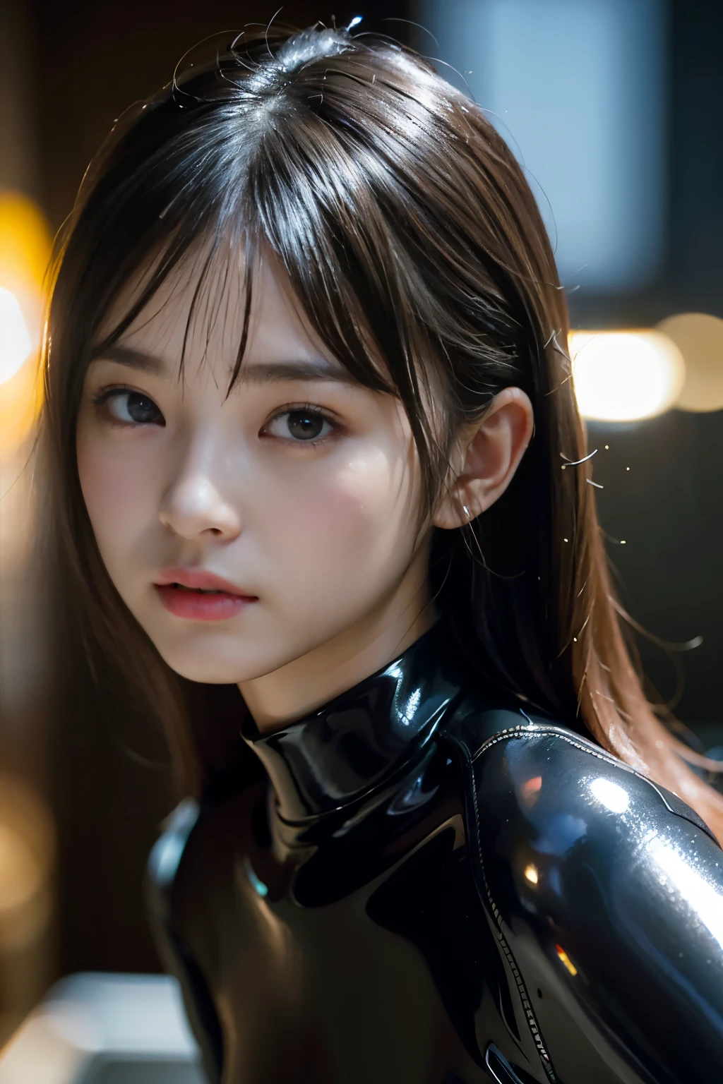 (1 girl)、highest quality、masterpiece、Super A high resolution、(Photorealistic:1.4)、Raw photo、1 girl、Wet Hair、sweating、(Zhao is wearing a latex wetsuit)、Diving Woman、Long sleeve、 、Latex gloves、Portrait、shadow、Octane Rendering、8K、Super sharp、metal、Intricate decorative details、City Details、Very intricate detail、Realistic Light、(Mysterious look)、Shining Eyes、To the camera、Small LED、Close-up