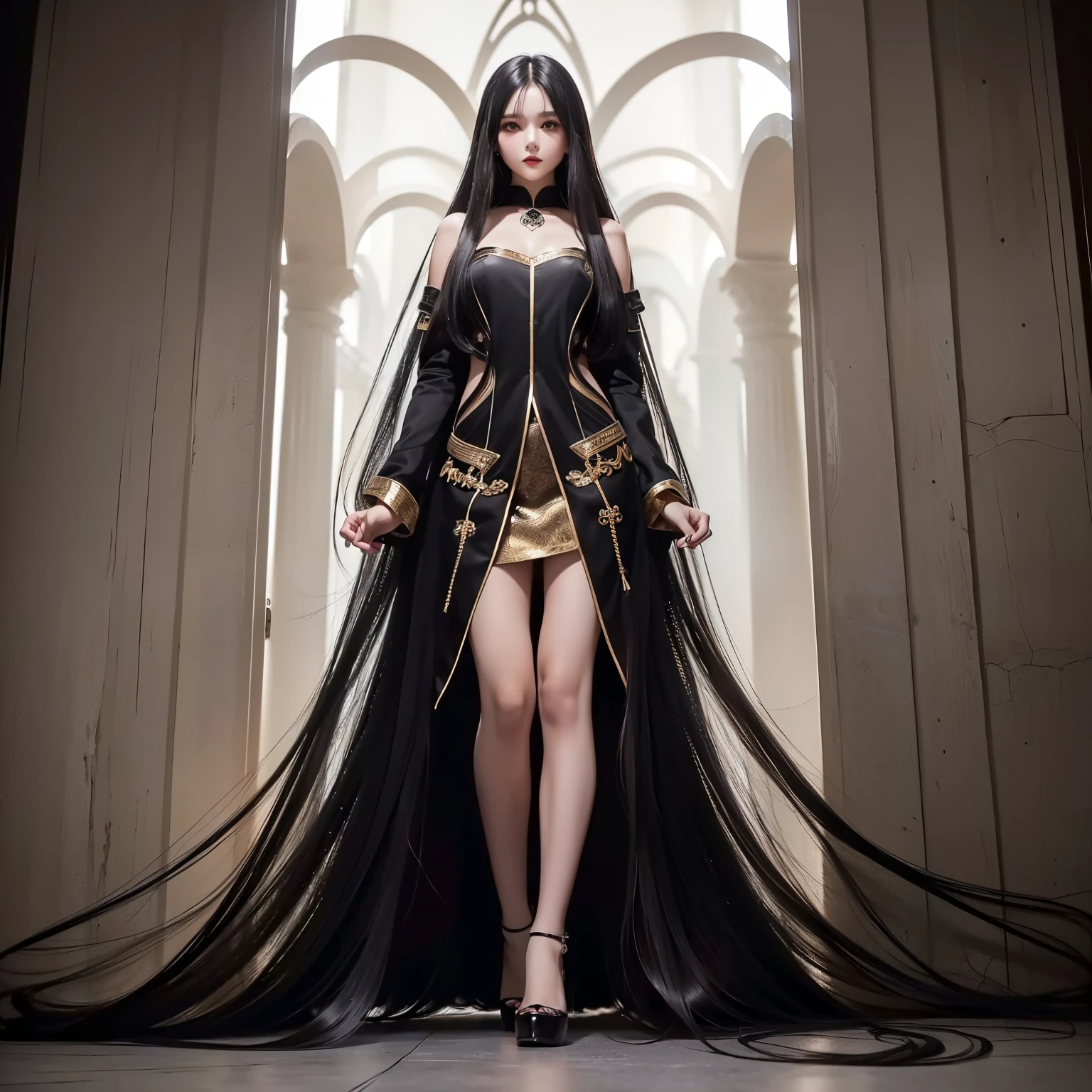((Best image quality,highest quality,Highest Resolution,Surreal Photography,8k,Full body photo,1 girl,Very beautiful face,Super super long hair,hair length about 13 meters,Straight black hair,Black hair longer than height,Black hair'It hasn't been cut in over 20 years.,Slender body,White underwear or naked,Put it on the bed,World Long Hair Contest Winner,World Beauty Contest Winner,Full body photo,Head to toe photos,Taken from about 4 meters away,Ultra-realistic,both hands,2 feet,Five Fingers,))She has super long hair that covers her entire body.,The longest black hair in the world,長い髪を広げてベッドにDownwardになる,Her long hair is so long it spills over the bed and spreads all over it.,I'He leans his body slightly and looks at you,Showing off her long black hair,I'Iは長い黒髪を誇りに思っています,Downward,Her very long black hair is shining,Her black hair is so long that I can'Don't look at her body.,There's so much black hair that I can'I can't see your body.,Super Beauty,Supple and beautiful fingers,