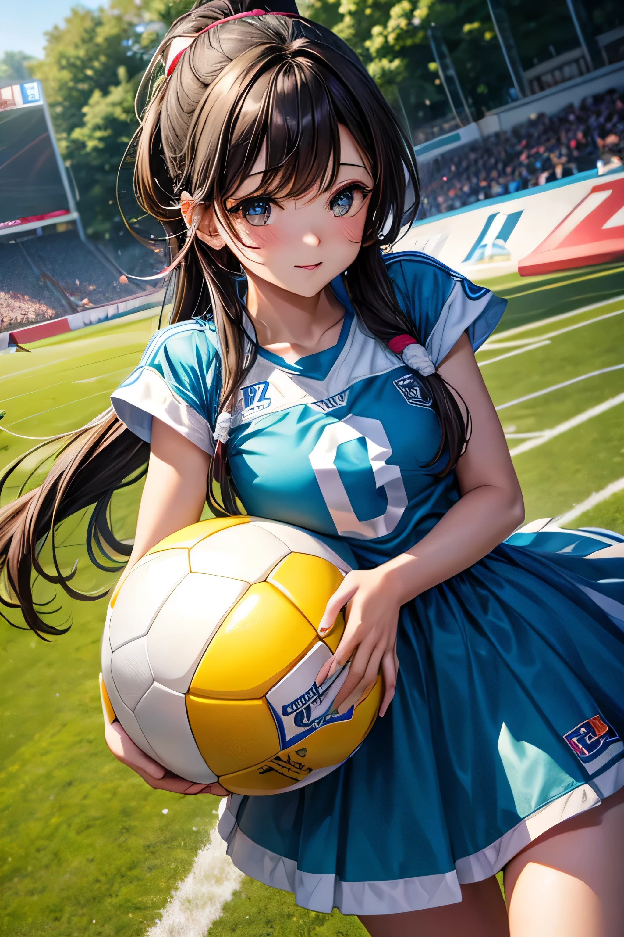 ball of football and hightlight and girl