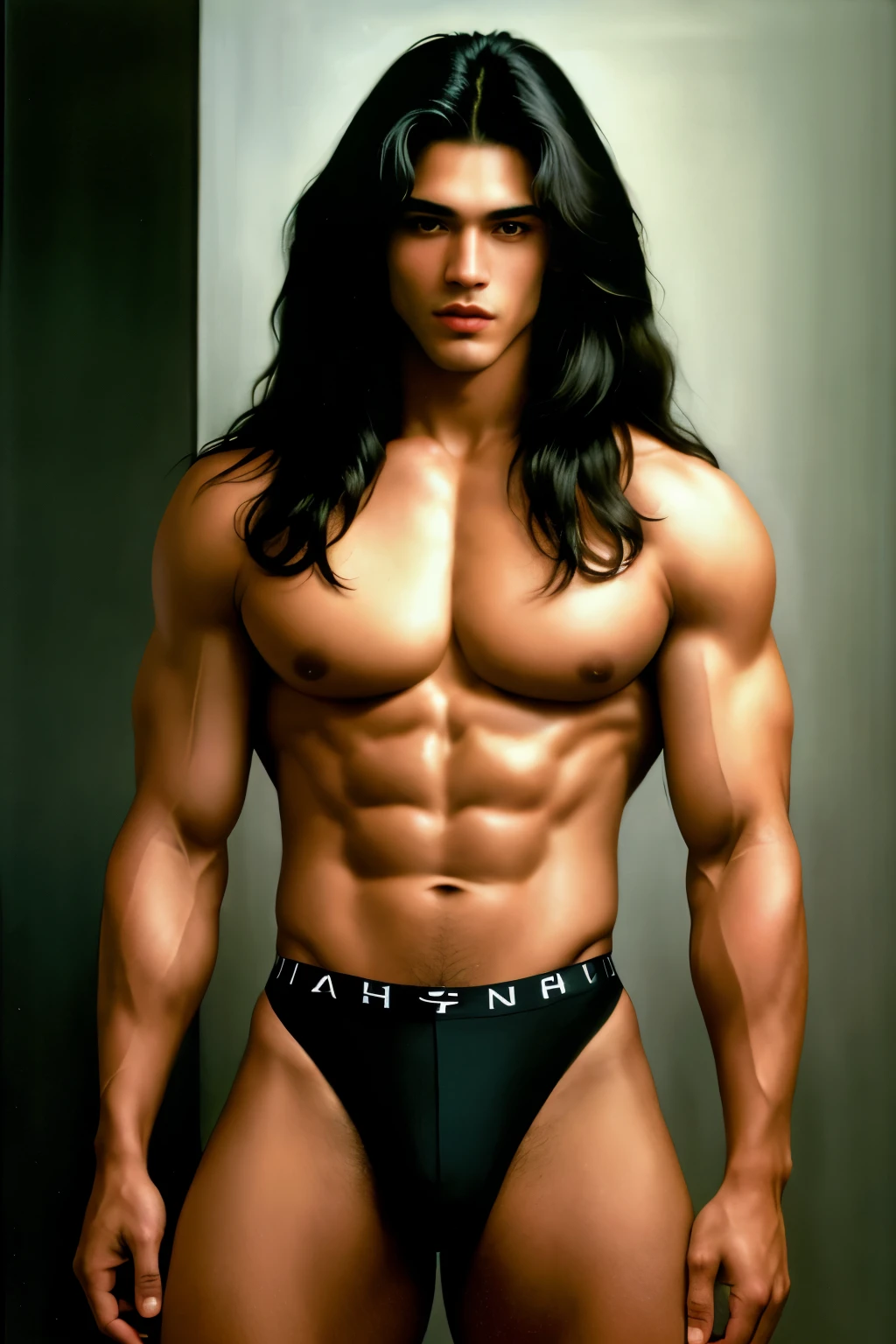 (best quality,ultra-detailed,high resolution,masterpiece:1.2),detailed portrait of a man with extraordinary physique,(realistic,photo-realistic:1.37),epic scene,dark aeshtetic,Japanese artist Rumiko's interpretation of 90s and 80s retro style,fine brushwork,evocative atmosphere,moody lighting,strong contrast, vivid colors,multiple focus points,impeccable attention to facial features and musculature,seamless blending of traditional and contemporary influences,expressive eyes and lips,captivating gaze,impressive body proportions,intricately crafted clothing inspired by the 90s and 80s fashion,confident and charismatic posture,memorable and nostalgic flair.