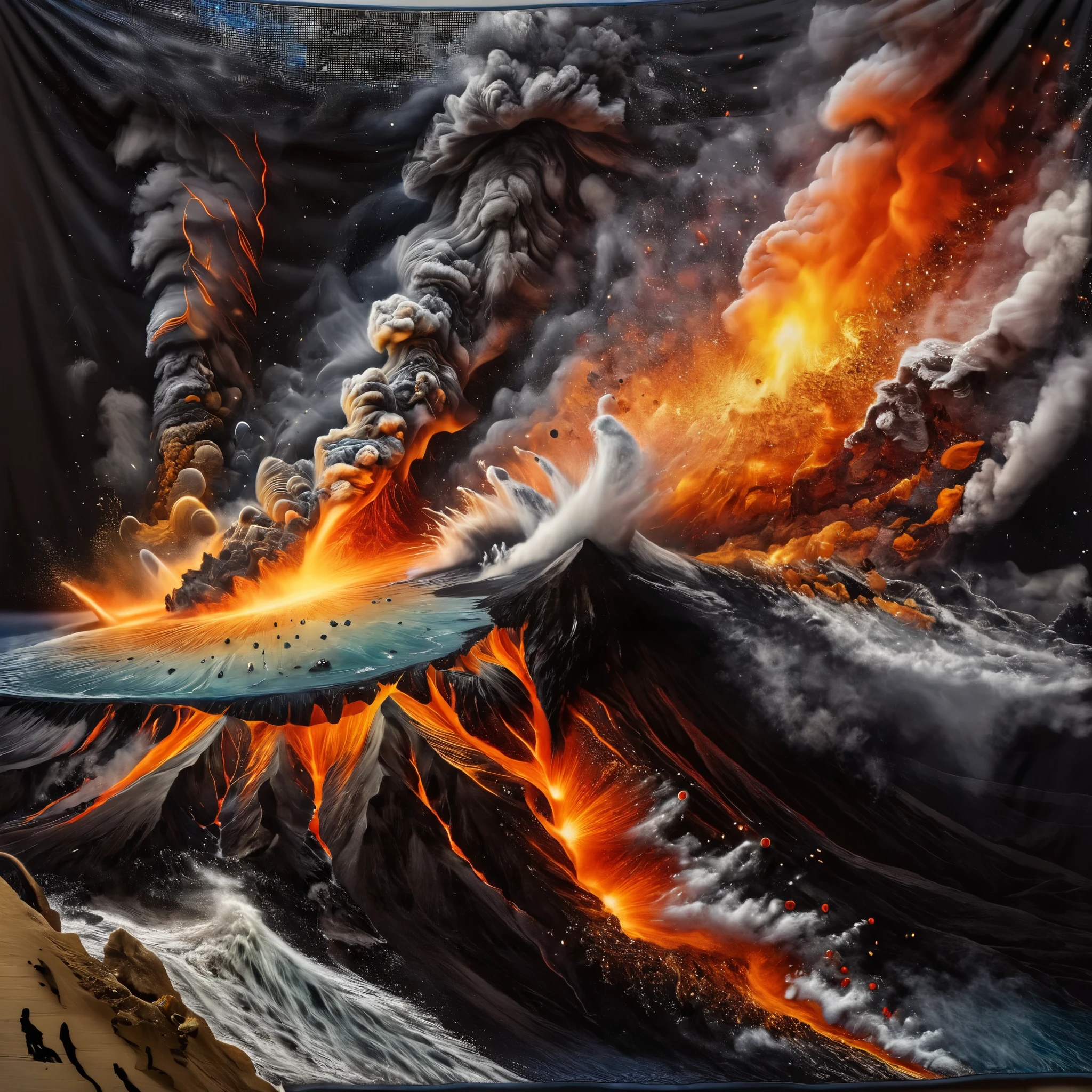 A mesmerizing mosaic depicts the past ten years of global volcanic activity, with each eruption captured in vivid detail, creating a tapestry of geological drama.