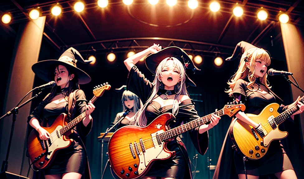 A three-woman metal band dressed in witch costumes、Arrived in Japan and held a mass at a live venue、Neck slashing pose、The intense performance was a huge success、