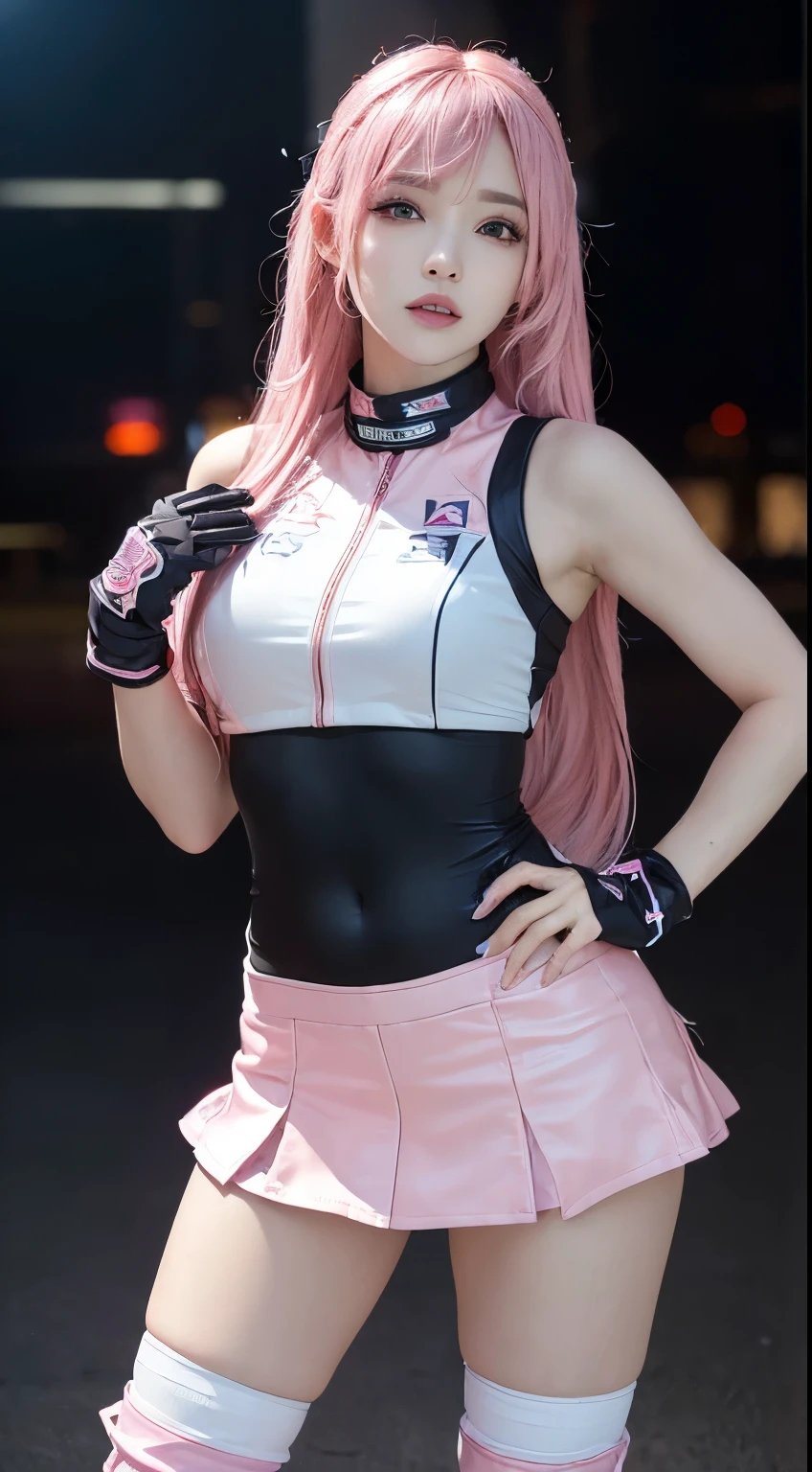 highest quality, Ultra-high resolution, (Realistic: 1.4), (Pink Long Hair: 1.3), (Azur Lane\), One Girl, (K-Pop Idols), View your viewers, Detailed face, Contrappost, , Perfect ??????? with professional lighting, Futuristic Fashion, Streetwear, High-tech fabric, Racing Suits, Refractory Materials, Elbow and knee pads, Racing Gloves, personalized embroidery, Sports Car Background, pit, mini skirt, belly button, Pink Hair, Suzuka Circuit, Circuit home straight, Race Track, International Circuit, Very goodhighest quality, Ultra-high resolution, (Realistic: 1.4), (Pink Long Hair: 1.3), (Azur Lane\), One Girl, (K-Pop Idols), View your viewers, Detailed face, Contrappost, , Perfect ??????? with professional lighting, Futuristic Fashion, Streetwear, High-tech fabric, Racing Suits, Refractory Materials, Elbow and knee pads, Racing Gloves, personalized embroidery, Sports Car Background, pit, mini skirt, belly button, Pink Hair, Suzuka Circuit, Circuit home straight, Race Track, International Circuit, Very good