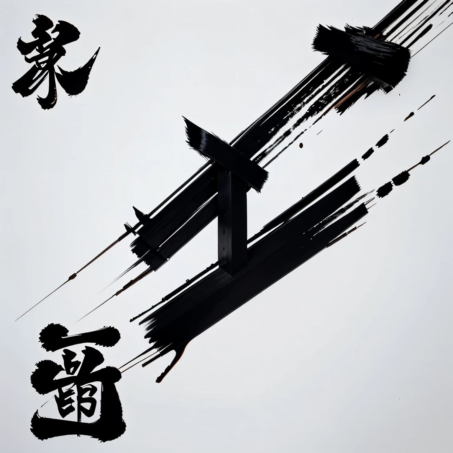 Japanese brush style text font dripping ink