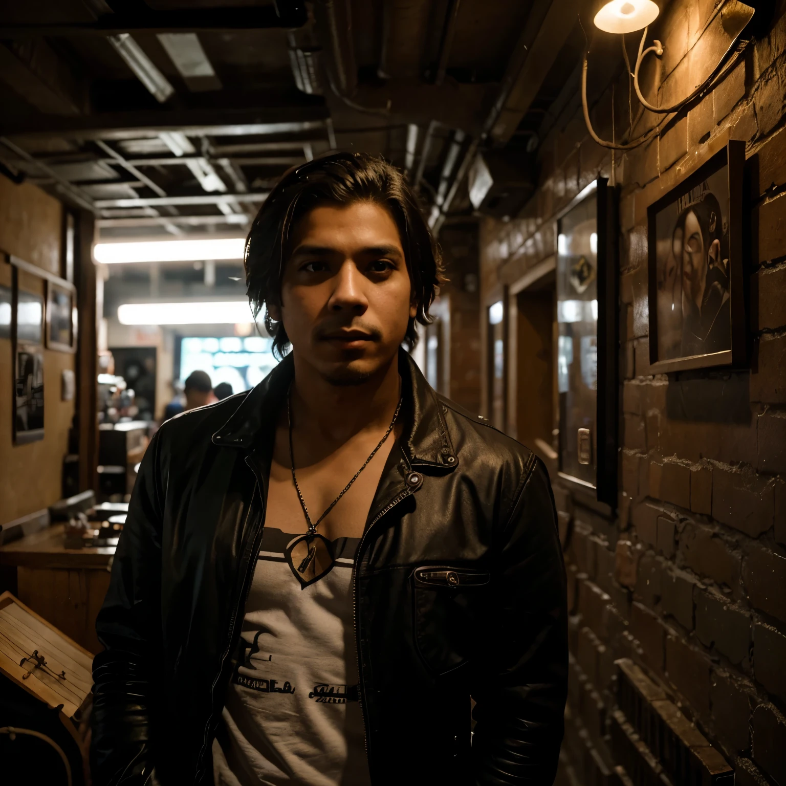 Genera una imagen con la influencia del artista llamado "Rockdrigo Gonzalez" in which a person is seen with the characteristic atmosphere of his music