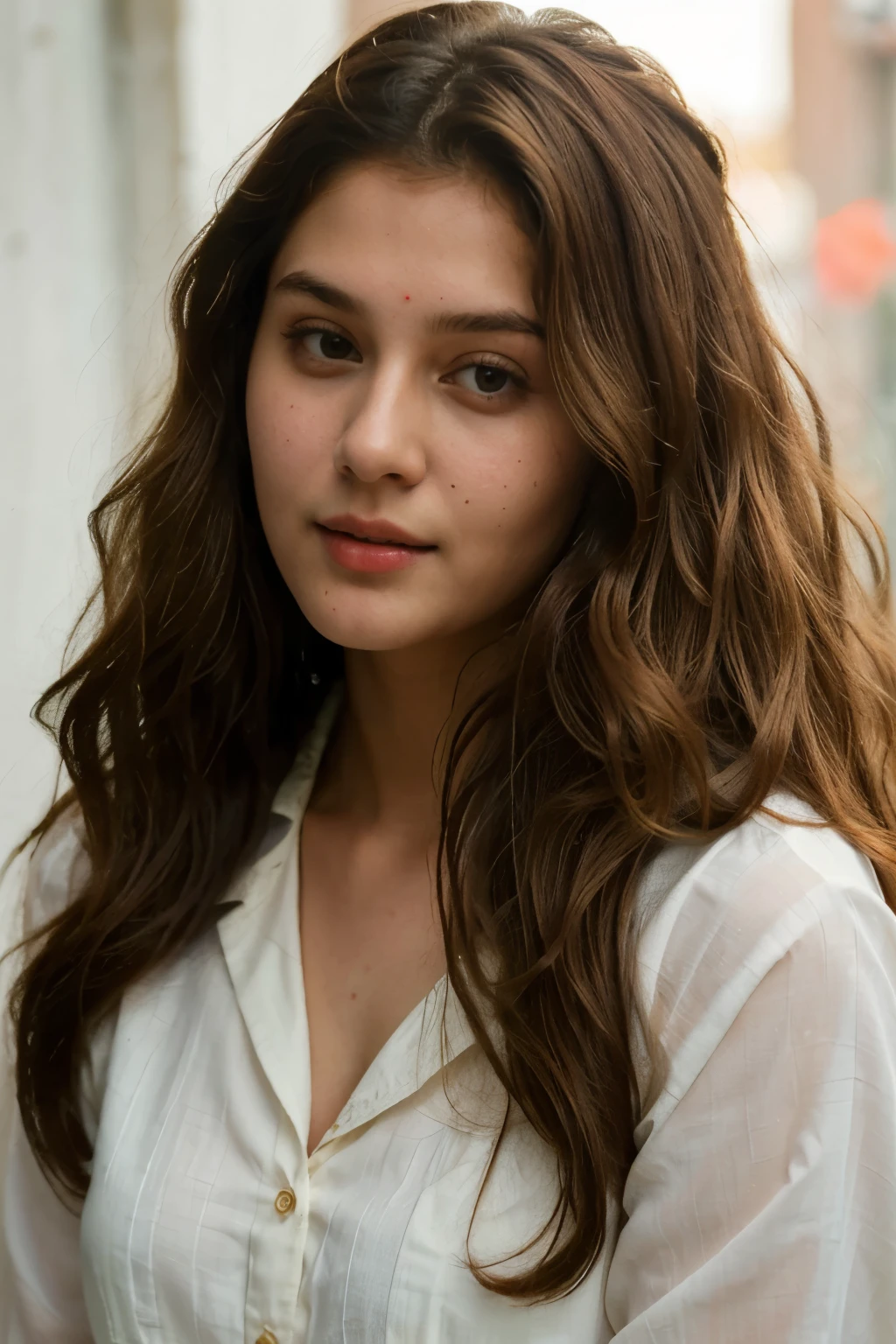 ((best quality)), ((masterpiece)), (detailed), perfect indian girl Extremely white skin tone like british female skin tone , and face , face-cut of nancy momoland , best jwellery,
brown long wavy hairs