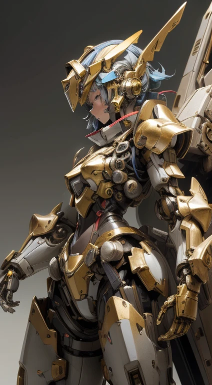mecha musume, Machinery Parts, Robot Joints, headgear, Full Armor,One girl, alone, (masterpiece, 最high quality, high quality, High resolution, Very detailed), gold