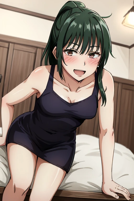 ((highest quality)), ((masterpiece)), (be familiar with), Perfect Face, indoor, Bedroom, Watching the audience,
One woman, Zenyuan Maki,
Open Mouth, Ecstatic expression, blush, smile,
Small breasts, Flat Chest, Young Girl, , , Girl,
Long Hair, ponytail,
Leg spread,