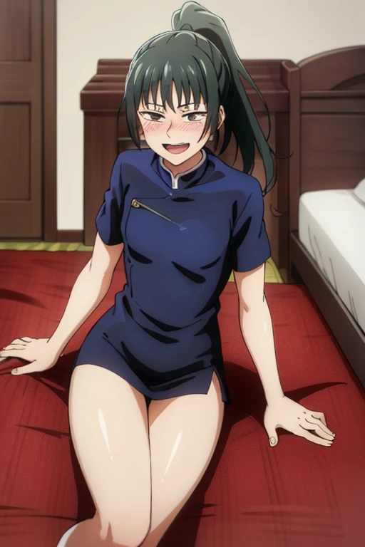 ((highest quality)), ((masterpiece)), (be familiar with), Perfect Face, indoor, Bedroom, Watching the audience,
One woman, Zenyuan Maki,
Open Mouth, Ecstatic expression, blush, smile,
Small breasts, Flat Chest, Young Girl, , , Girl,
Long Hair, ponytail,
Leg spread,