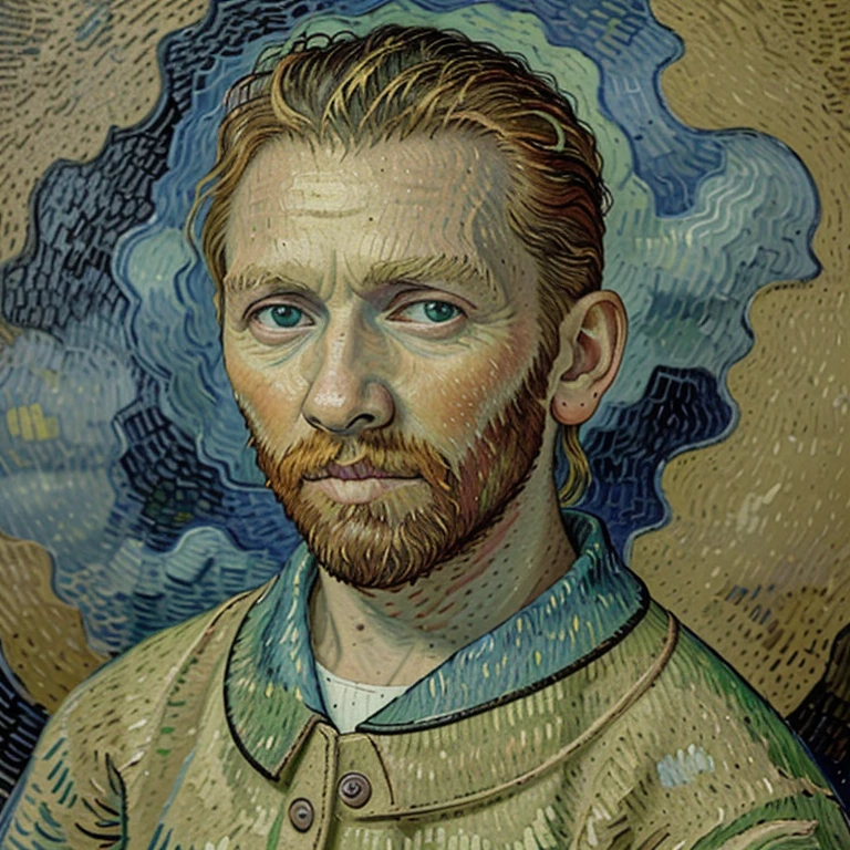 Una pintura de van gogh en la cual se muestre una oreja cortada y sangrando, y que la oreja este en un lava manos