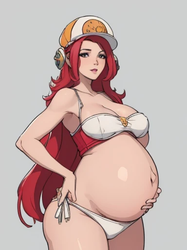 (obra de arte, maximum quality, melhor qualidade, arte oficial, pregnant woman, beautiful and aesthetic:1.2), (1 garota:1.4), extremamente detalhado, miss fortune, sexy, corpo todo, pose sexy, quase nu, arcade