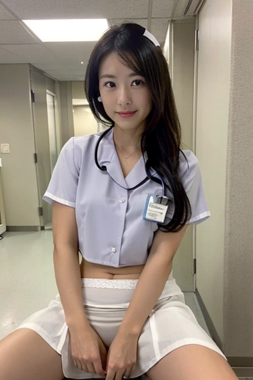 Japanese women photos, K CG images(Super Hyper Real:1.5)Please generate。
The subject was a woman in her 30s..。
Crisp, sharp details（Extremely sharp details：1.5）and amazing Color Depth（Color Depth：1.25）is required。
It needs to mimic the unparalleled clarity and color vibrancy of photos taken with ultra-premium cameras like the MS or Fujifilm XT3,
Night view of the hospital。Nice and clean,Create a typical medical environment atmosphere。
She had a confident look.、Reliable with patients、Know that you are approachable.。
(White nurse uniform,White Skirt:1.5), 、((???? panties in full view:1.2))、((Spread your ?????????:1.2))
