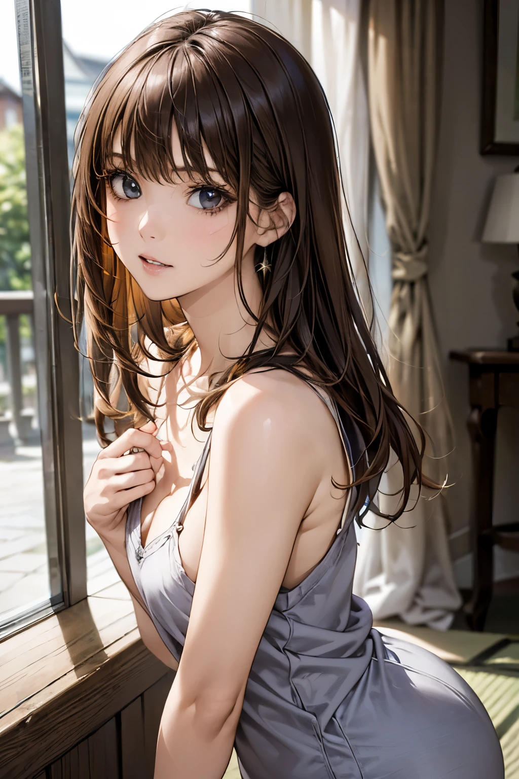 (masterpiece:1.3, highest quality, Ultra-high resolution, Super detailed), (Realistic, photoRealistic:1.4), Beautiful illustrations, Perfect lighting, Natural light, colorful, Depth of written boundary,
Beautiful detailed hair, Beautifully detailed face, Beautiful fine details, Beautiful clavicle, Beautiful body, Beautiful breasts, Beautiful thighs, Beautiful feet, Beautiful fingers, Perfect fingers,
View your viewers, (Face Focus, Upper Body), 1 girl, Japanese, Sculpture model, Perfect Face, (Perfect Anatomy, Anatomically correct), Cute and symmetrical face, Baby Face, , Shiny skin, Swept-apart bangs, Golden Eyes, Big eyes, Slanted Eyes, Long Eyelashes, Double teeth, (Medium chest:1.6, Tight ass, Captivating thighs),
((Casual Fashion:1.6))