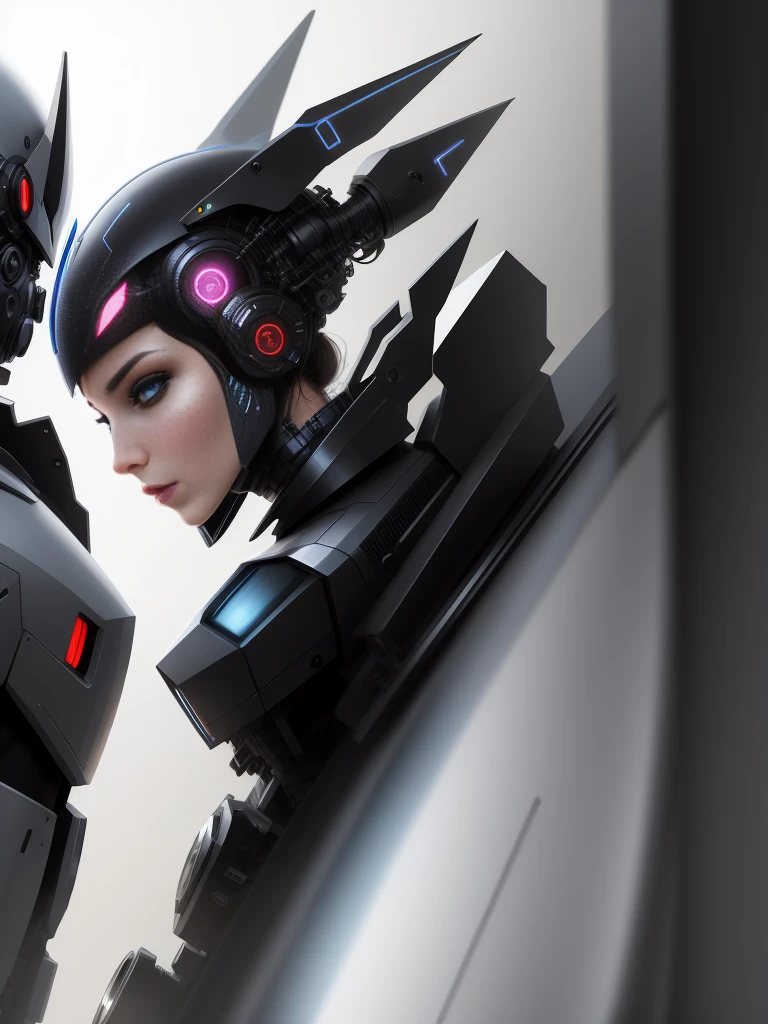 Techno Magic Robot, side portrait, Realistic, Half body shot, Sharp Focus, Elegant
