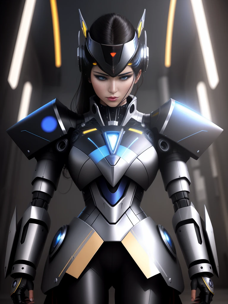 Techno Magic Robot, side portrait, Realistic, Half body shot, Sharp Focus, Elegant