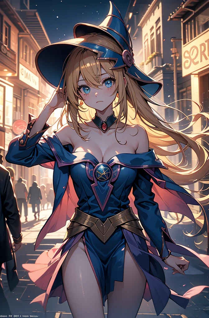 Black Magician Girl、T-back that digs into your ass、Accentuate your butt、Rear View、Super Breasts、Thick thighs、Blonde、magic circle、Magic wand