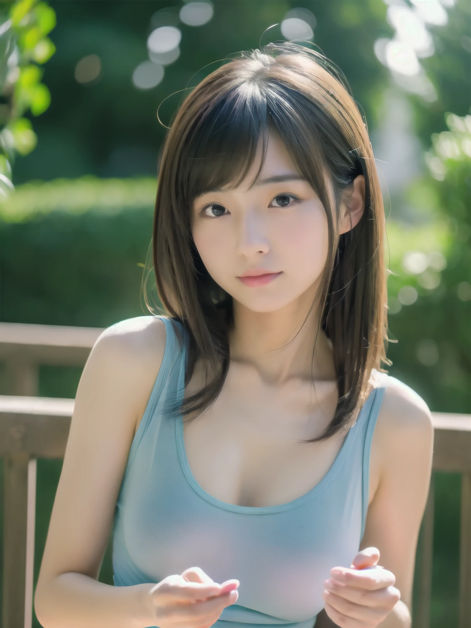 Japanese women, 19 years old, (Realistic), (Hyperrealism), (photoRealistic), (8k resolution), Written boundary depth, (Upper Body:1.2), Highly detailed face, Beautiful Eyes, Cute face, various expressions, Mr.々Hair style, (Small breasts:0.9), (Very small waist:0.7), Casual clothing、Holding a mobile phone、