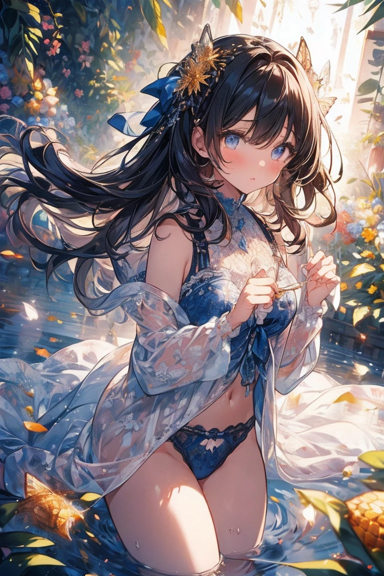  (masterpiece), (highest quality), (Very detailed),(Fluffy hair),(shape), (1 girl), (Kindergarteners)Detailed and beautiful eyes,Delicate beautiful face,floating,(High saturation)(The Shining),Panty shot,Are crying,Looking down on((honeycomb,Hairstyle))