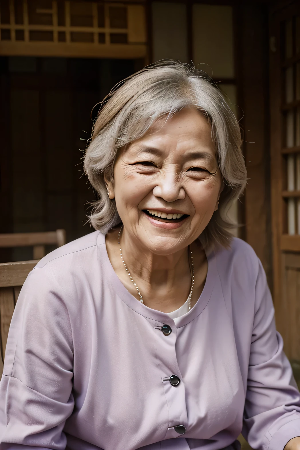 realistic, Grandmother in her 80s, laugh,korea