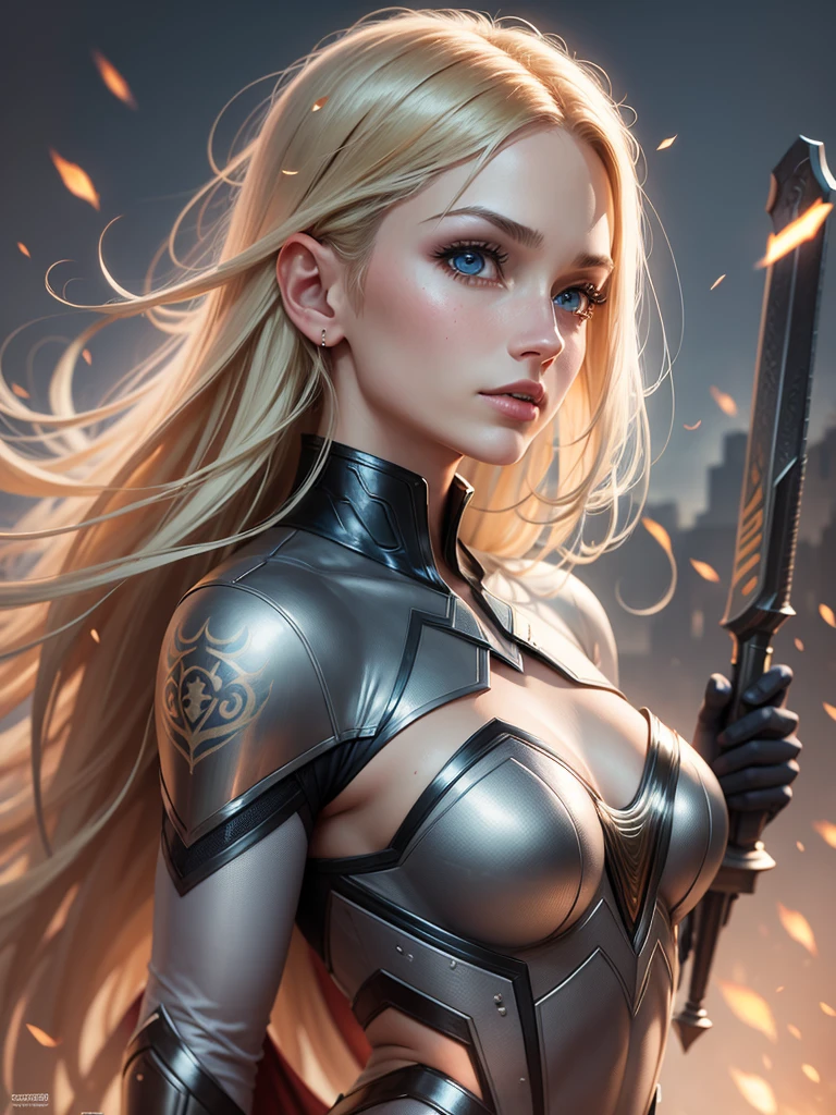 supergirl, best quality, movie, official art, sand, nature advertising art, movie wallpaper, very detailed cg uniform,4k wallpaper, intricate details, white background, upper body, facial focus, full body, full,sexy,concept art, making art, high resolution, (realistic, realistic: 1.2), physically based rendering, mechanics, reflections, realism, cyberpunk, symmetry, front view, close up, avatar ,eyes ,symmetry ,face, very sharp ,realistic ,focus , Grant Mask Painting, Movie Light, Wick, (Illustration: 1.1), Thin, Fair Skin, Delicate Face, King's Robe, Glow, Pantyhose, (Long Blonde Hair), Blue Eyes, Ultra Southern Symbol Chest S, Battlefield, Chip, Glow, Sword