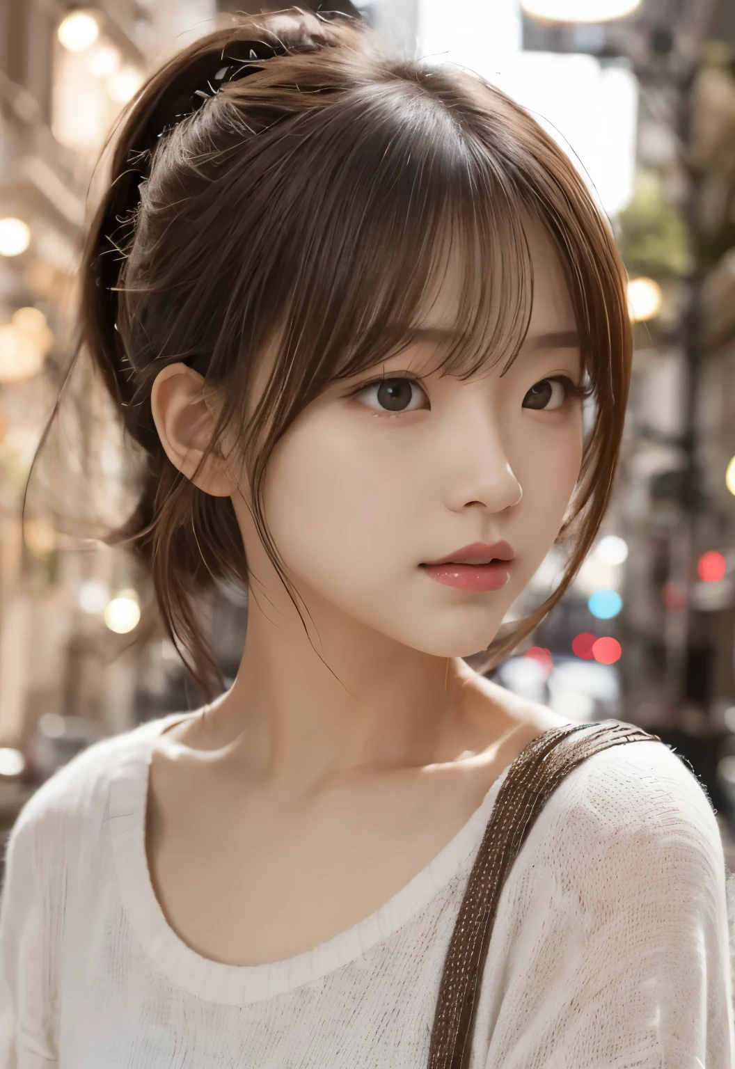 ponytail:1.3, Medium Hair:1.2, Balanced style
