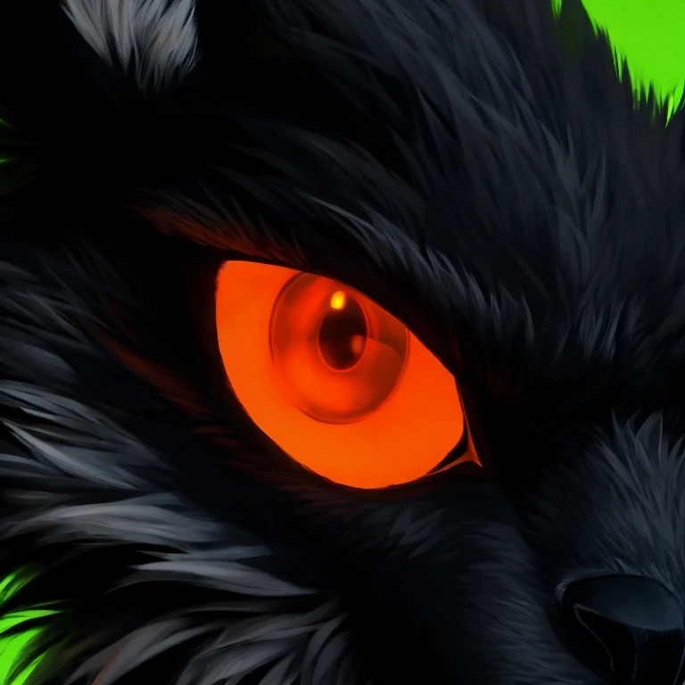 orange eye, angry eye serious eye, mad eye, detailed fur, glowing eye, red pupil, realistic fur, perfect light, perfect shadow, perfect quality, hd quality, ultra high quality 4k quality