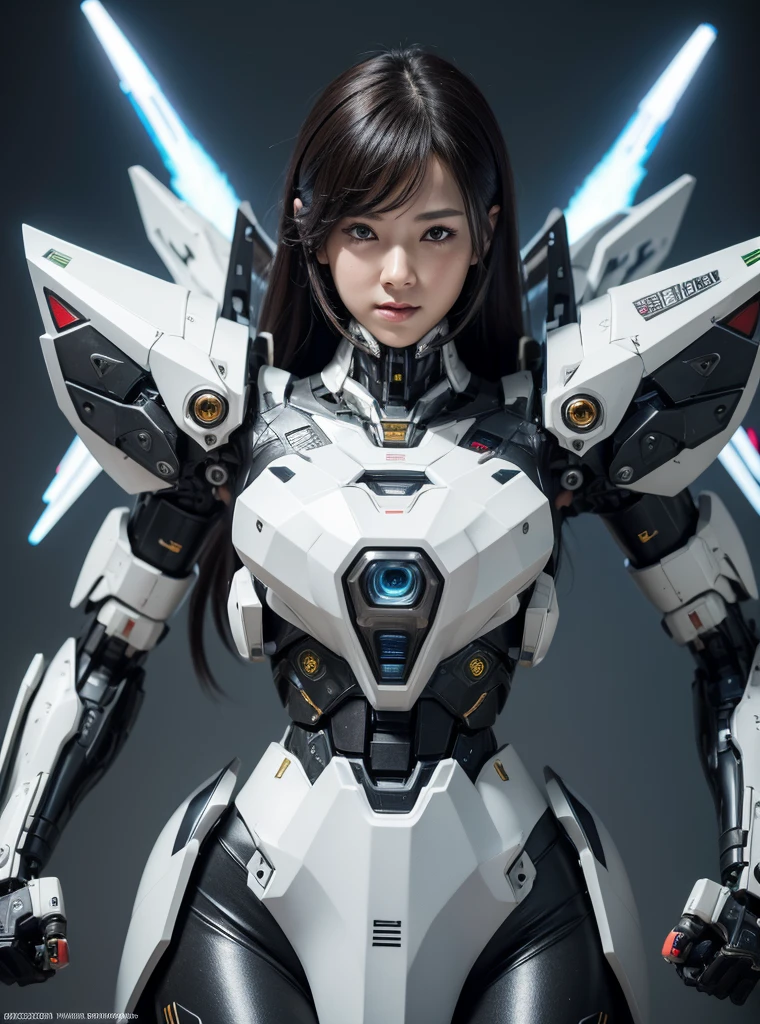 Textured skin, Super Detail, high details, High quality, Best Quality, hight resolution, 1080p, hard disk, Beautiful,(cyborgs),(Missiles from the chest),(Machine gun from both hands),beautiful cyborg woman,Mecha Cyborg Girl,Battle Mode,Girl with a Mecha Body,She wears a battle cyborg mech with a weapon,Fulll body Shot