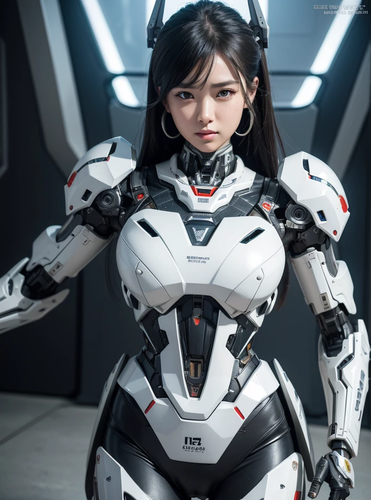 Textured skin, Super Detail, high details, High quality, Best Quality, hight resolution, 1080p, hard disk, Beautiful,(cyborgs),(Missiles from the chest),(Machine gun from both hands),beautiful cyborg woman,Mecha Cyborg Girl,Battle Mode,Girl with a Mecha Body,She wears a battle cyborg mech with a weapon,Fulll body Shot