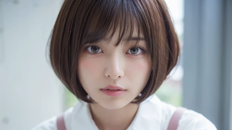 (Bob Cut Hair:1.2),(Wearing school uniform:1.2),1 girl,Japanese,28 years old,(Small breasts:1.3),(highest quality,masterpiece:1.3,超A high resolution,),(Ultra-detailed,Caustics),(Photorealistic:1.4,RAW shooting,)Ultra-Realistic Capture,Very detailed,High resolution 16K human skin close-up。 Natural skin texture、,Pores、、It needs to be detailed enough to be easily identifiable。 Skin should be even-toned and healthy looking。 Use natural light and colour, Sad expression, Looking at the camera, Perfect dynamic composition, Outdoor