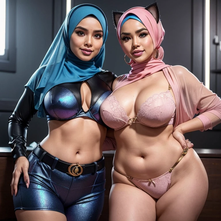 (((Back Ground setting: morning time, smiling, happy, bright sunshine, beach, blurred background, bokeh,realistic, ultra-detailed,))) Beautiful and gorgeous Hijab Malay y body, big brealay, The whole body consists of a young girl with hijab Kimono, Eye makeup, 38 year old, Cat ears, Soft lighting, groups, Wear shabby clothes, Dirty, Tattered futuristic military uniform, Cat's paw badge, Pose, spot color, rendering by octane, Ultra-realistic intricate details, big breasasts, big breAPAY women inosing for a picture in a room, oppai, posing together in bra, MIRA FILZAH and IMAN TAYORE, red bra, all red, i proportions, sexy :8k, 4 k, big breasts!, bottom angle, bigeasts!!, Malay iomechanical oppai, fujita ges, thicc, wearing hijab, hijab star, hijab gorgeous, hijab super model, Malaysian girls group,malay, The whole body consists of a young girl with hijab, Eye makeup, 21yo, Cat ears, Soft lighting, group, Wear shabby clothes, Dirty, Tattered futuristic bikini, Cat's paw badge, Pose, spot color, rendering by octane, Ultra-realistic intricate details, Cinematic, 8K resolution, 70mm, emphasis lighting, Global illumination, (((wearing a Sexy belt design by LV))) Surreal full-body figure, Beautiful and delic body and face, gorgeous figure, ssmile, Titillating,Surreal full-body figure,Beautiful and detailed body and face,per vista, White skin of the, vivd colour,🔥8k, (masterpiece), (((highest quality)), (super detailed), 2 girls, (iridescent hair, colorful hair, half blue and half pink hair: 1.2), 38 years old, (Gorgeous Malay Girls: 1.2), outdoor, bangs, smile, sky blue eyes, perfect hands, perfect hands, hand details, corrected fingers. Earrings, Night Store + Background, looking_at_viewer, Cowboy Shot, Top Quality, Rich Detail, Perfect Image Quality, big breasts, slender body