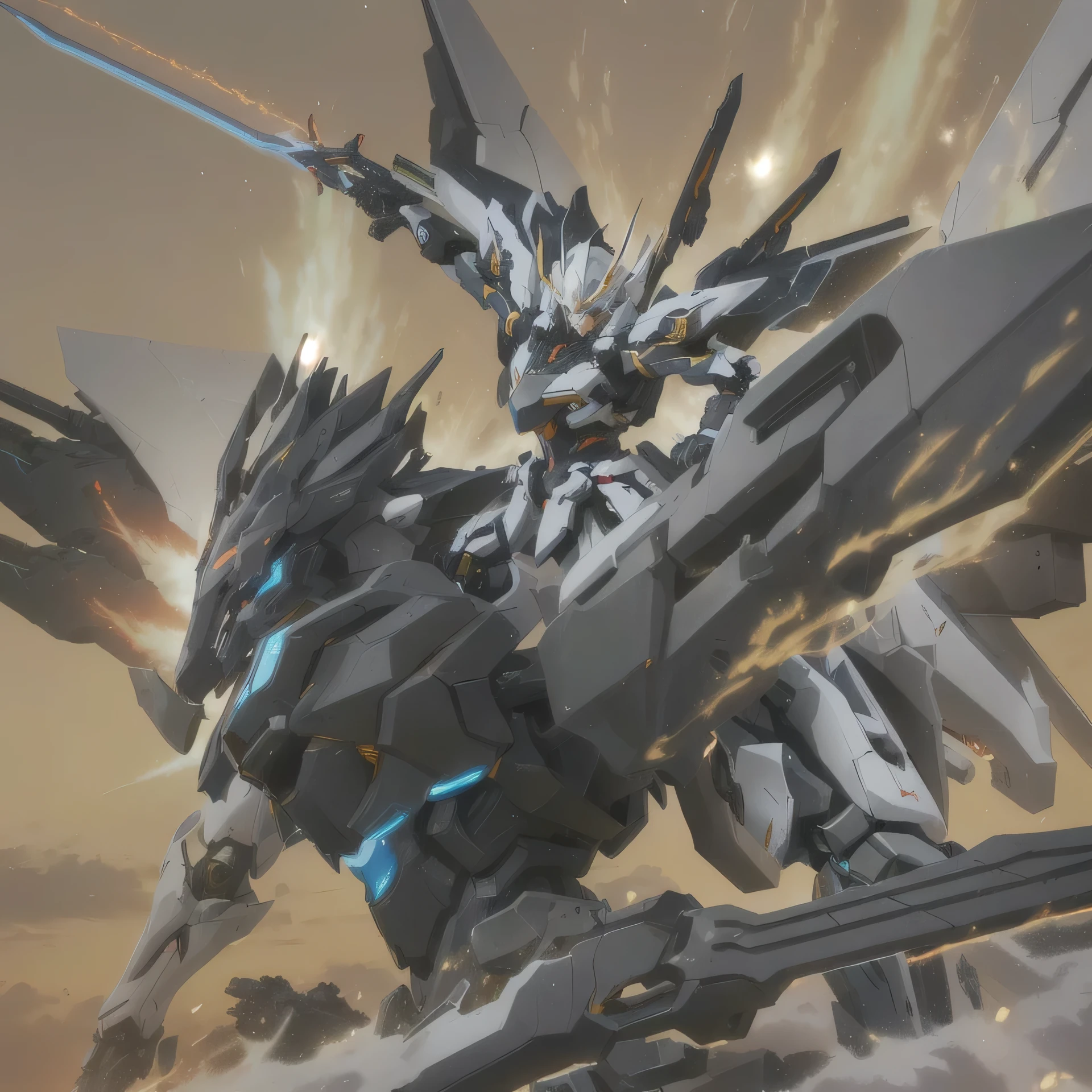Anime character with sword and fire on the background, Mecha Art, Epic anime artwork, Cool mecha style, Advanced Digital Anime Art ”, Best konachan anime wallpaper 4k, anime mecha, high detailed official artwork, High resolution artwork, anime badass 8 k, modern anime mecha, anime mecha giant, Detailed digital anime art