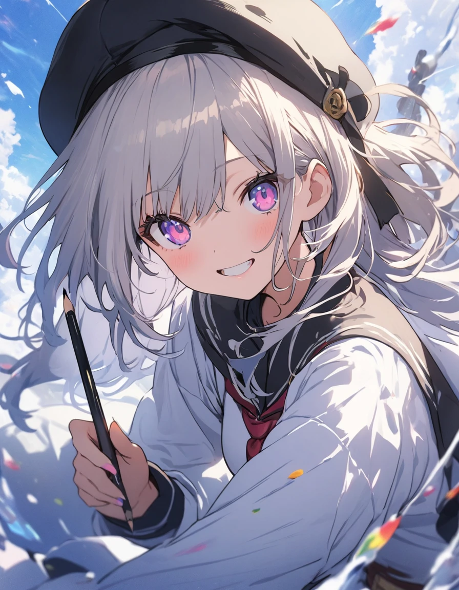 1girl,
BREAK Art college students、beret、Drawing a sketch with a pencil、A lot of art supplies around、Painter's Atelier、cute、
BREAK、(highest quality、masterpiece、High resolution、detailed)、animeスタイル、Flat Style、(eyes shining colors illuminated light), BREAK,extremely detailed、Dynamic Angle、High Contrast、High saturation,anime