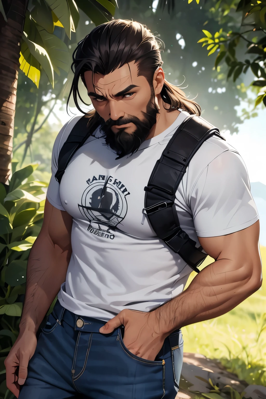 (best quality,4k,8k,highres,masterpiece:1.2),ultra-detailed,(realistic,photorealistic,photo-realistic:1.37),HDR,UHD,studio lighting,ultra-fine painting,sharp focus,physically-based rendering,extreme detail description,professional,vivid colors,bokeh,[portrait],(black leather jacket:1.1),[ponytail],[shaved side of the head],full body of the character
