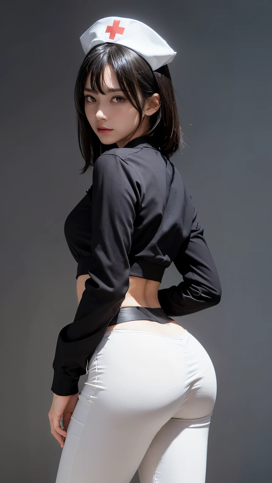 (2 girls, 15 years old, same height :1.2) ,Rear view, couple focus , japanese girl , (smile:0.7), stand next to each other , Upper body, please reconsider, (Never wear a skirt), ((sailor suit, long sleeve)), realistic butt crack, にやにやのsmile, very short hair , (high color saturation:1.0), (highly detailed skin), (highest quality:1.0), (ultra high resolution:1.0) ,(realistic:1.0), (Super detailed:1.0), (8K, Raw photo:1.1), (((Real and beautiful butt, small ass, I can see your butt))), (((No panties)))