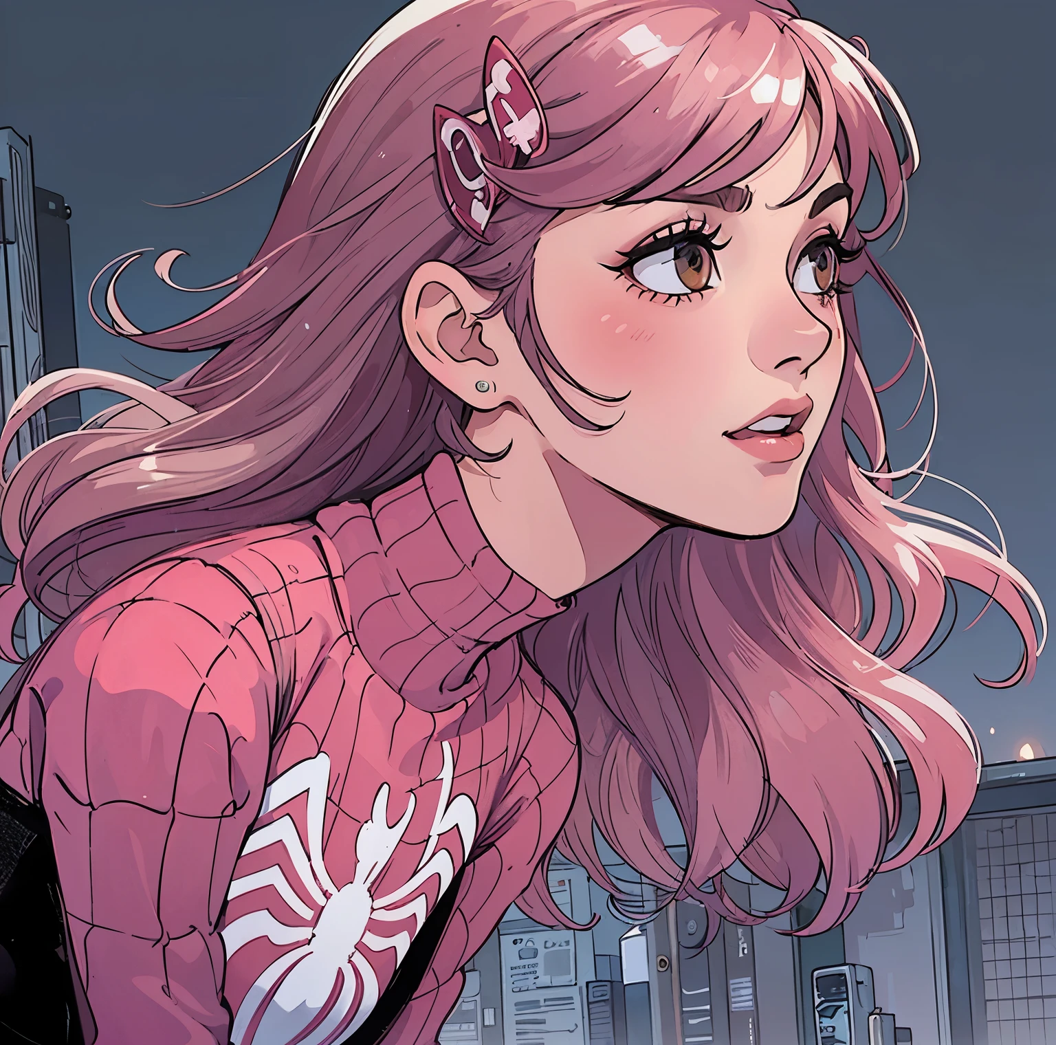 cabelo rosa quente e roupa rosa 