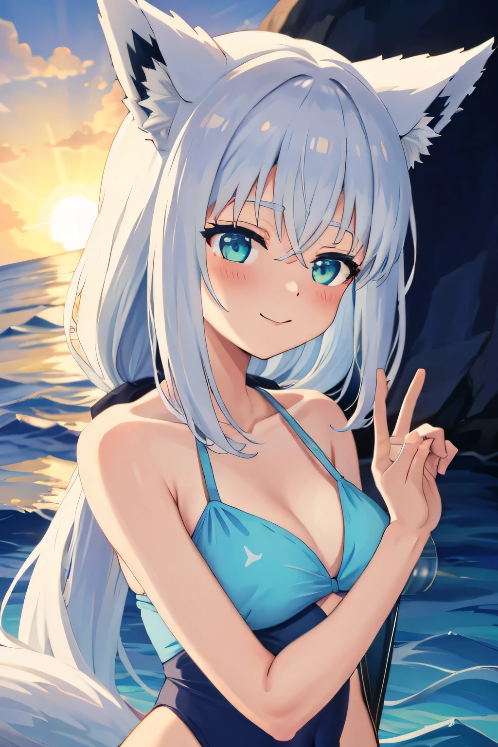 highest quality、smile、Fox ears、Swimwear、Ocean