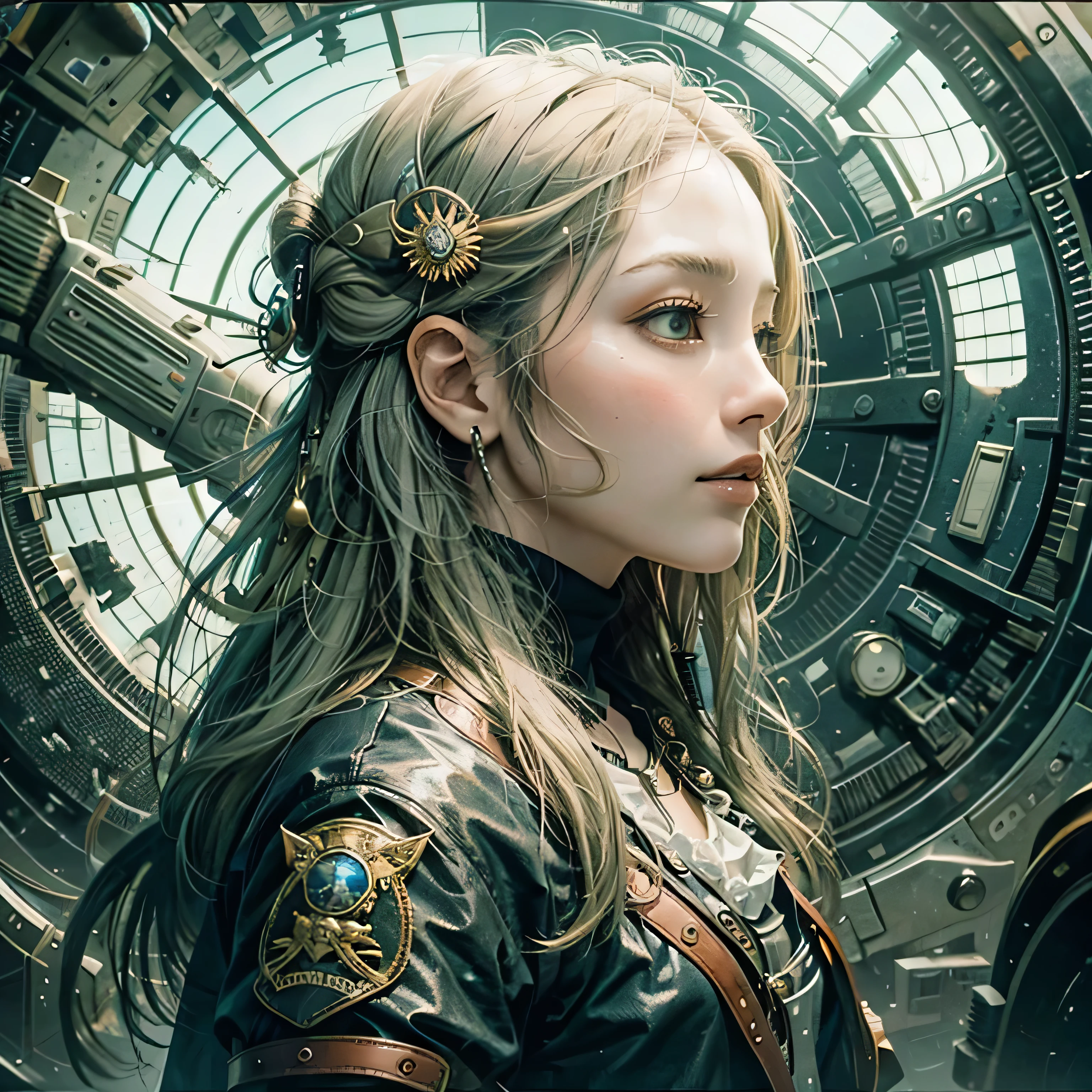 highest quality,Absurd,8k resolution,Official Art, Highly detailed CG Unity 8k wallpaper,masterpiece,(Profile picture),woman,Silver Hair,in spring,Mona Lisa