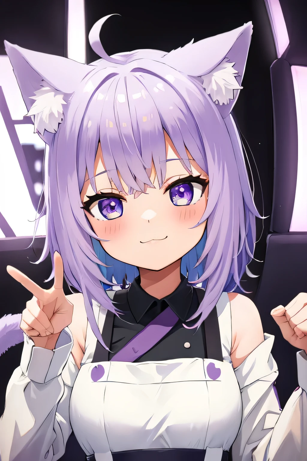 highest quality、smile、Cat ear、Purple Hair