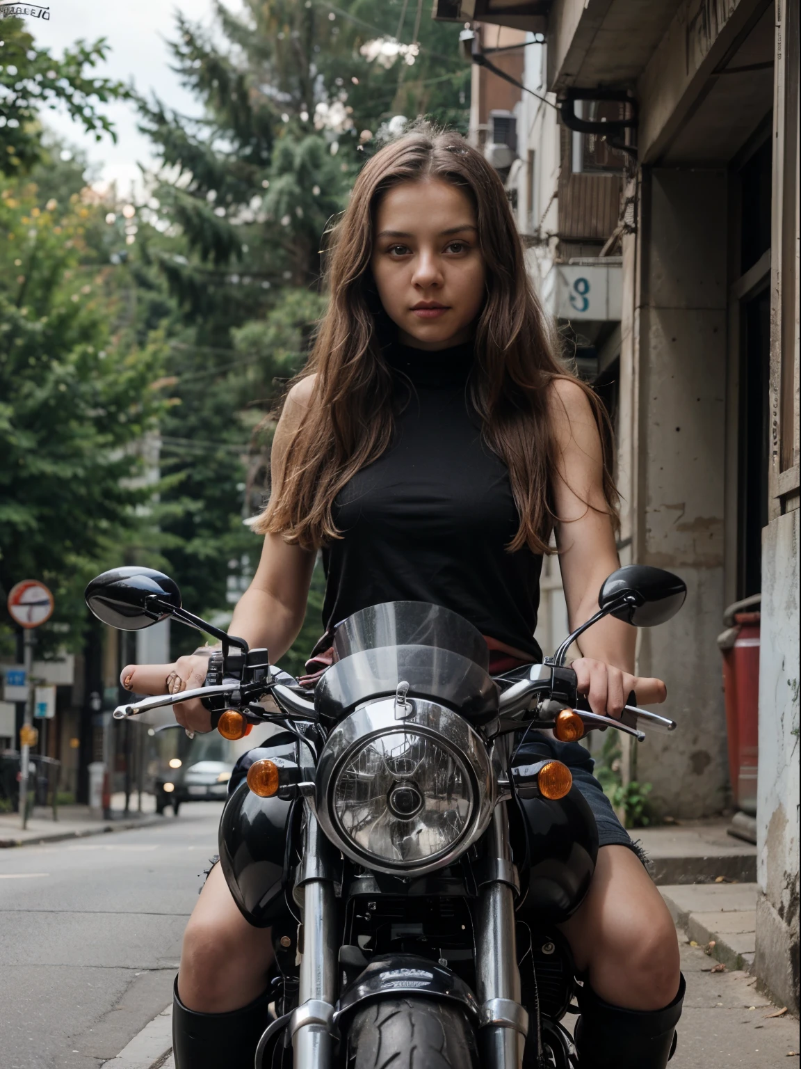 a girl in motorcycle