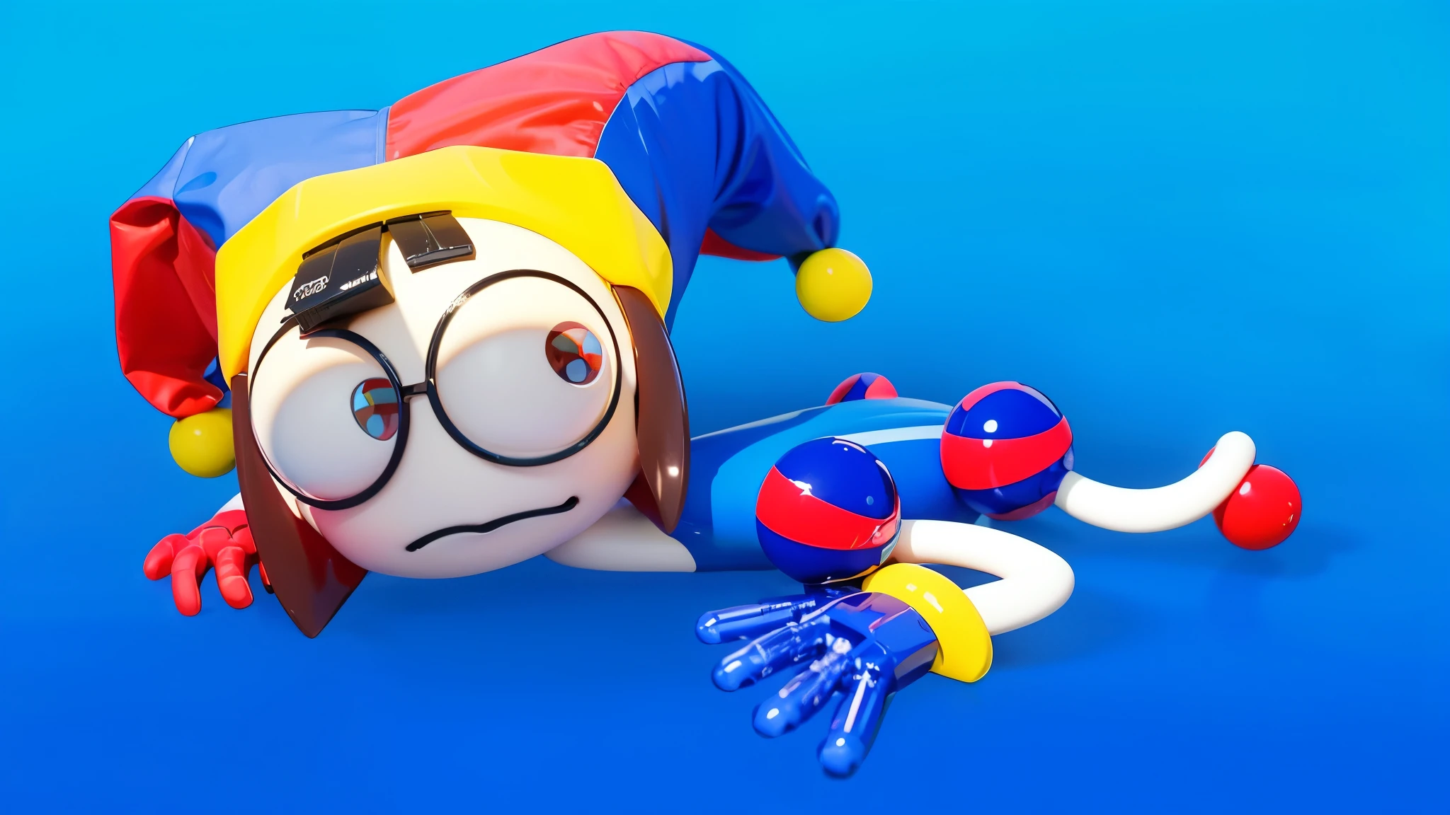 The image depicts a 3D rendered illustration of a boy and a girl with their hands shaped in the shape of a heart. They are both smiling and have red hair. The background is blue. cartoon characters stand next to each other, Electricsbunny, Beeple and Jeremiah Ketner, 🐋 as 🐘 as 🤖 as 👽 as 🐳, matte, Rabbids, cute 3D rendering, 3D icon for mobile game, robot rabbit, Shiny metallic, 3D персонажи violet cat toy, toy cat laying on glossy , glossy texture, smooth 3d model, multiple light sources, rim light, sharp post effects render, (glossy  big light probe refractions), perfect cgi, cgi art created only with gradients, smooth silhouette, high intensity refraction, ( ), most beautiful vfx, blue background