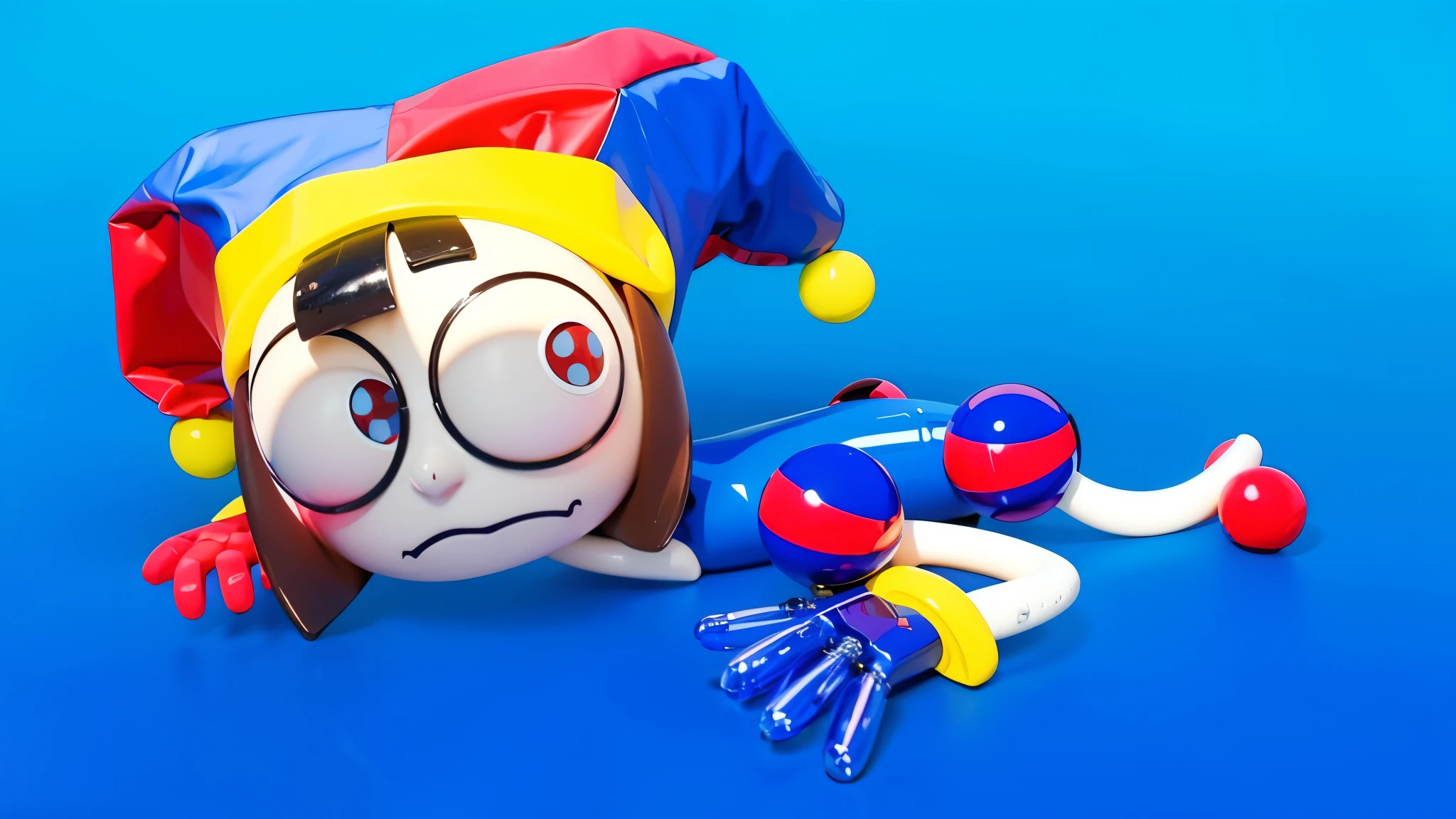The image depicts a 3D rendered illustration of a boy and a girl with their hands shaped in the shape of a heart. They are both smiling and have red hair. The background is blue. cartoon characters stand next to each other, Electricsbunny, Beeple and Jeremiah Ketner, 🐋 as 🐘 as 🤖 as 👽 as 🐳, matte, Rabbids, cute 3D rendering, 3D icon for mobile game, robot rabbit, Shiny metallic, 3D персонажи violet cat toy, toy cat laying on glossy , glossy texture, smooth 3d model, multiple light sources, rim light, sharp post effects render, (glossy big light probe refractions), perfect cgi, cgi art created only with gradients, smooth silhouette, high intensity refraction, ( ), most beautiful vfx, blue background
