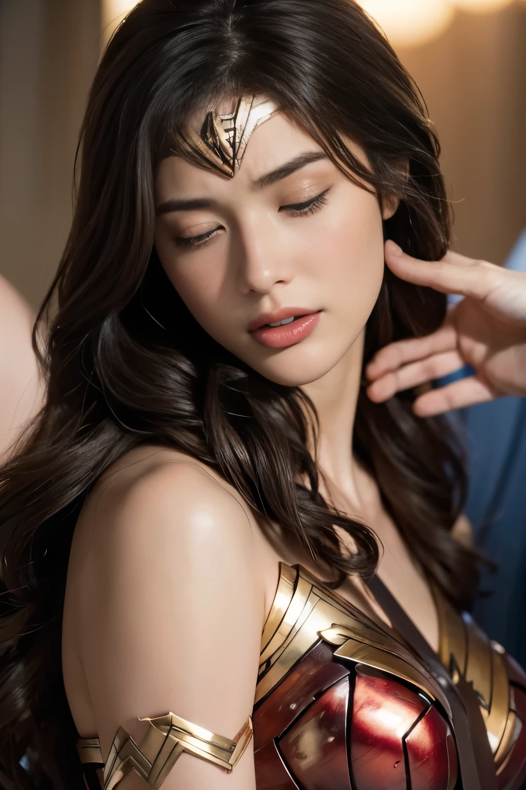 私はWonder Womanです、完璧なWonder Womanの衣装,お姫様Hugged,Hugged,Being strangled,You can hold it,Leaning on the man,Hugged,Can be lifted,Men lick my face with their tongues,The guys lick my head with their tongues,Men lick my hair with their tongues,My body is licked by men,sleeping face,Close ~ eyes,Open your mouth,Tired face,Face of Suffering,sleeping face,Being slapped in the face,Getting punched in the face,Fighting with men,Fight with the men,Surrounded by men,,caught between men,Being held back by men,Entanglement with males, Attacked by men,Brown Hair, masterpiece、beautiful girl、fine 目、puffy eyes、highest quality, 超High resolution, (reality: 1.4), Cinema Lighting,so beautiful、Beautiful Skin、(超reality的な)、(High resolution)、(8k)、(Very detailed)、(beautiful and fine 目)、(Very detailed)、 Detailed face、Diagonal bangle hair、Brown Hair、20-year-old、Wonder Womanのコスプレ,Wonder Woman