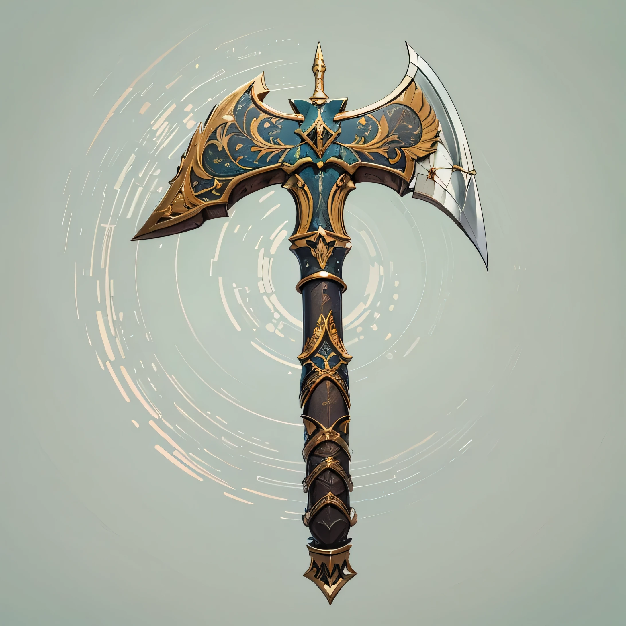 (((best quality))), (((masterpiece))), Weapons to be included in the Weapon Encyclopedia, axe, An ax with a big blade, ax in rpg game, european style weapons, white background, Crisp Lines, Colorful colors,