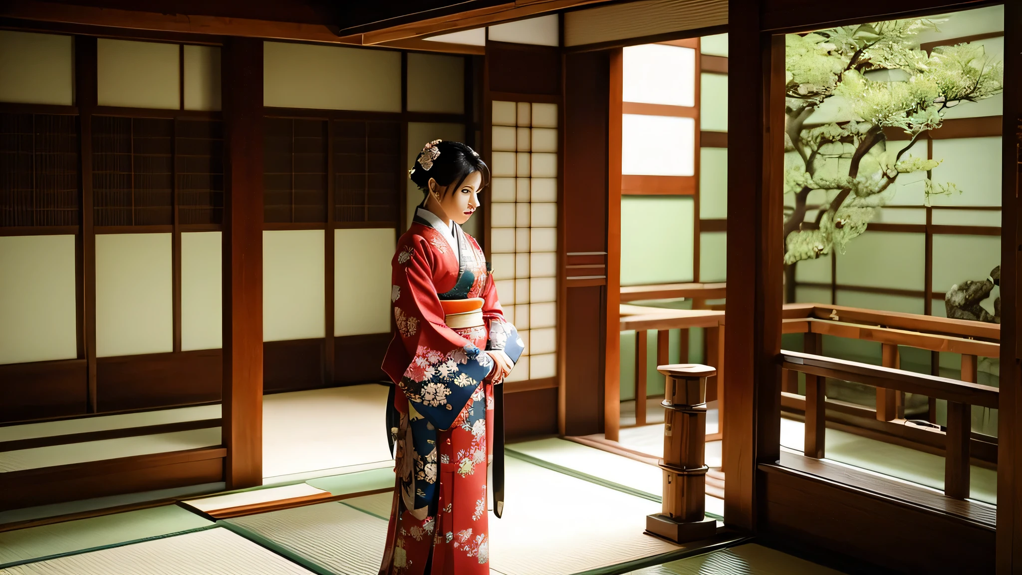 Scenery of the old Japan、Woman in Kimono
