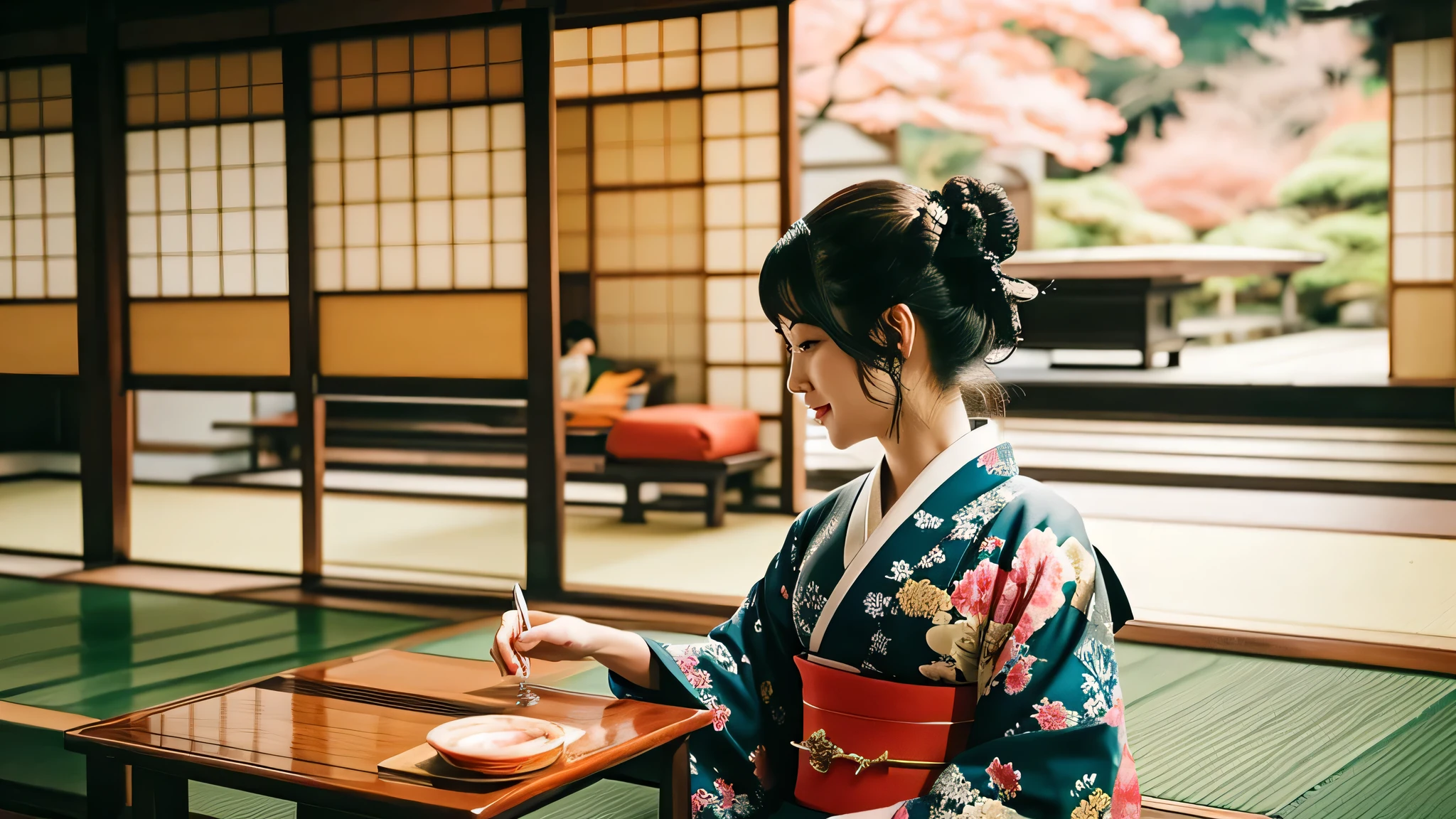 Scenery of the old Japan、Woman in Kimono